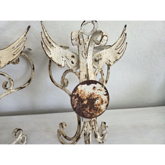 Vintage Wrought Iron Gothic Dragon Candelabra Wall Hanging Set - Picture 12 of 14